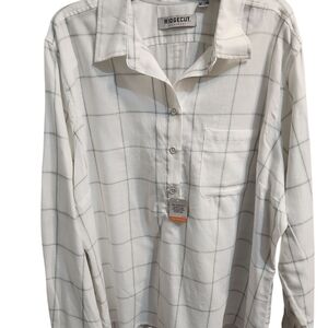 Ridgecut WOMEN's White Windowpane Casual Button-Down Shirt 2X